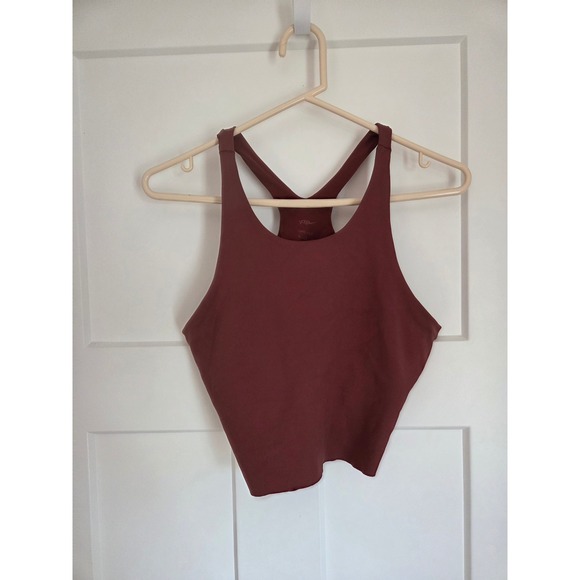 Nike Tops - Nike Yoga Dri-FIT High Neck Crop Tank Top Burgundy XL Floral Swoosh Racerback
